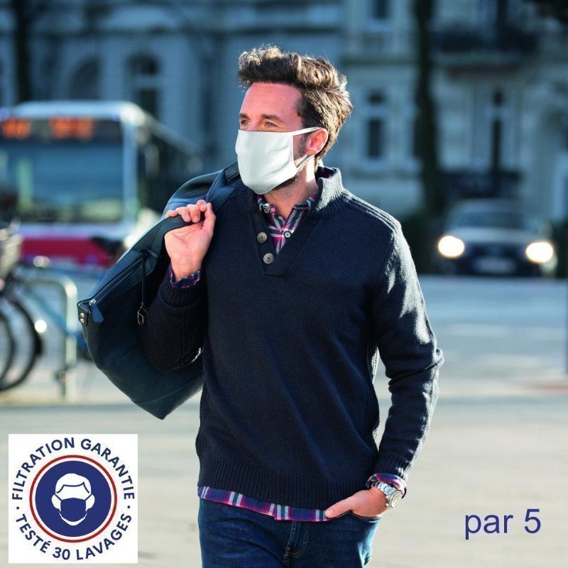 LOT DE 5 Masque Masques Mixte BARRIERE Blanc et Uni
