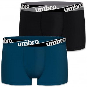 UMBRO Lot de 2 Boxers Homme Coton BCX2ASS4 Bleu Noir