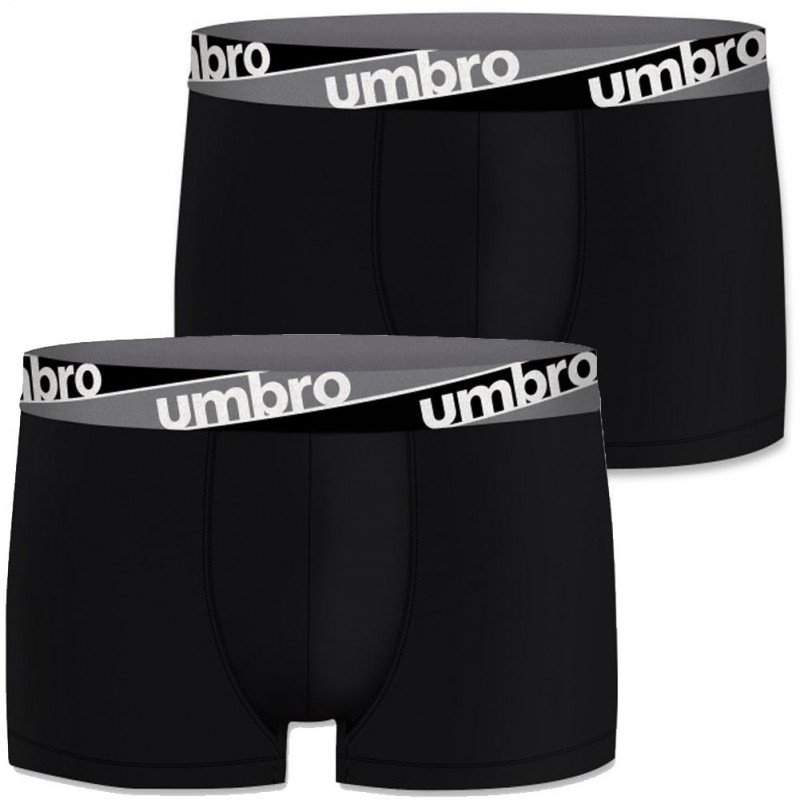 UMBRO Lot de 2 Boxers Homme Coton BCX2ASS4 Noir Noir