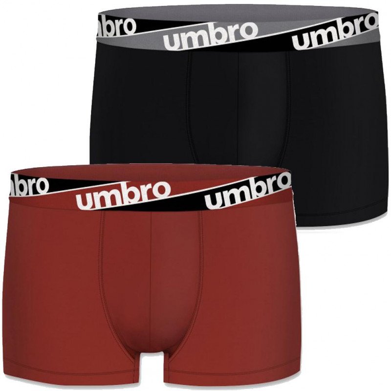 UMBRO Lot de 2 Boxers Homme Coton BCX2ASS4 Rouge Noir