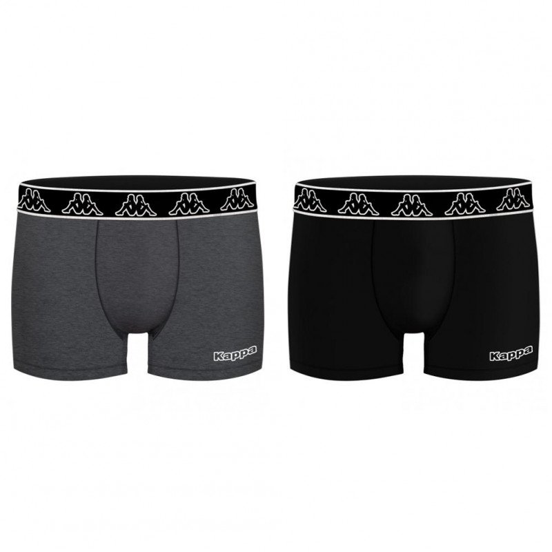 KAPPA Lot de 2 Boxers Homme Coton BCX2ATHAS1 Anthracite Noir