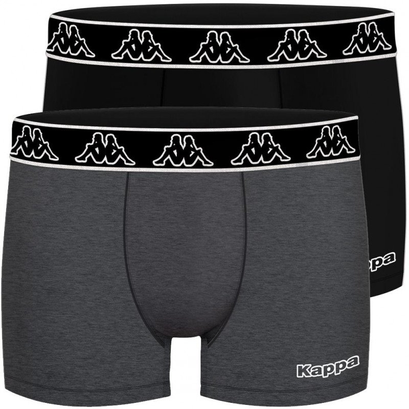 KAPPA Lot de 2 Boxers Homme Coton BCX2ATHAS1 Anthracite Noir