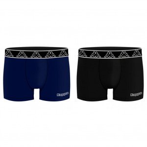 KAPPA Lot de 2 Boxers Homme Coton BCX2ATHAS1 Marine Noir