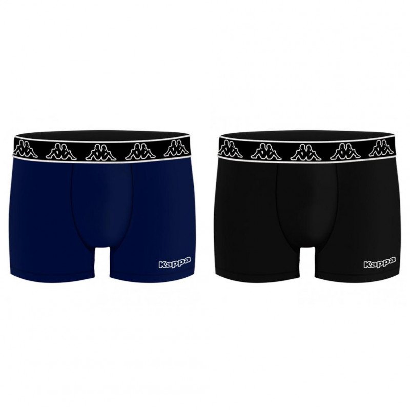 KAPPA Lot de 2 Boxers Homme Coton BCX2ATHAS1 Marine Noir