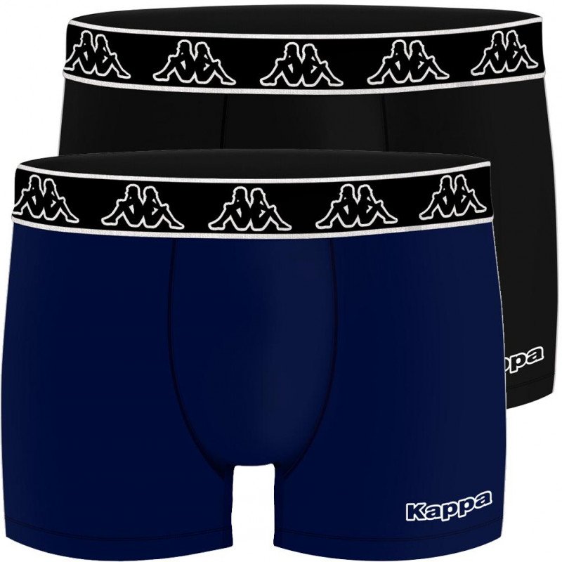 KAPPA Lot de 2 Boxers Homme Coton BCX2ATHAS1 Marine Noir