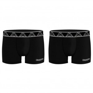 KAPPA Lot de 2 Boxers Homme Coton BCX2ATHAS1 Noir Noir
