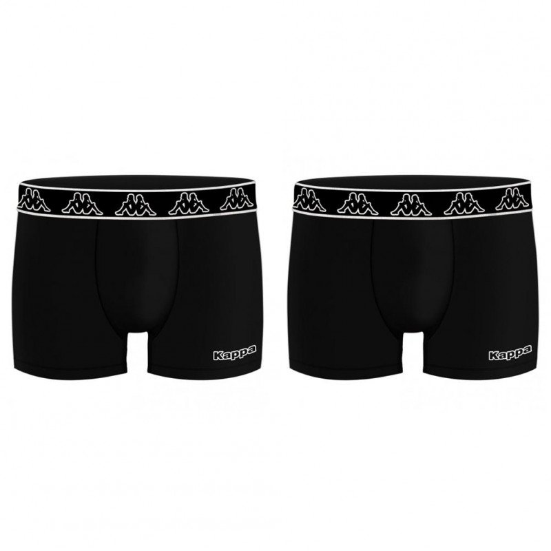 KAPPA Lot de 2 Boxers Homme Coton BCX2ATHAS1 Noir Noir