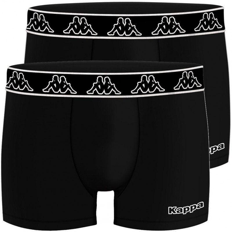 KAPPA Lot de 2 Boxers Homme Coton BCX2ATHAS1 Noir Noir