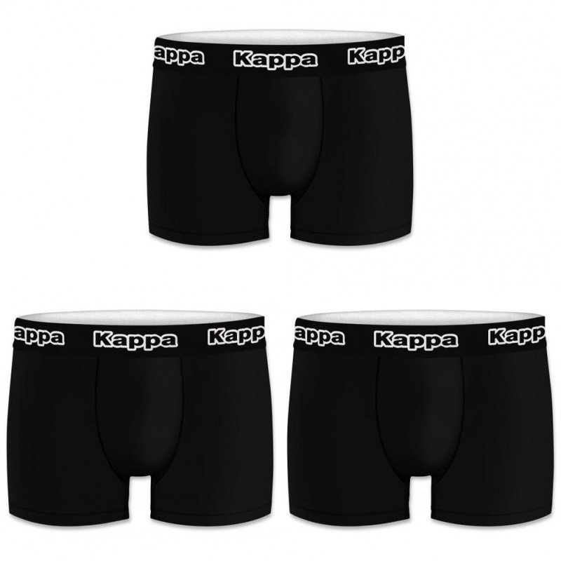 KAPPA Lot de 3 Boxers Homme Coton BCX3CLASS1 Noir