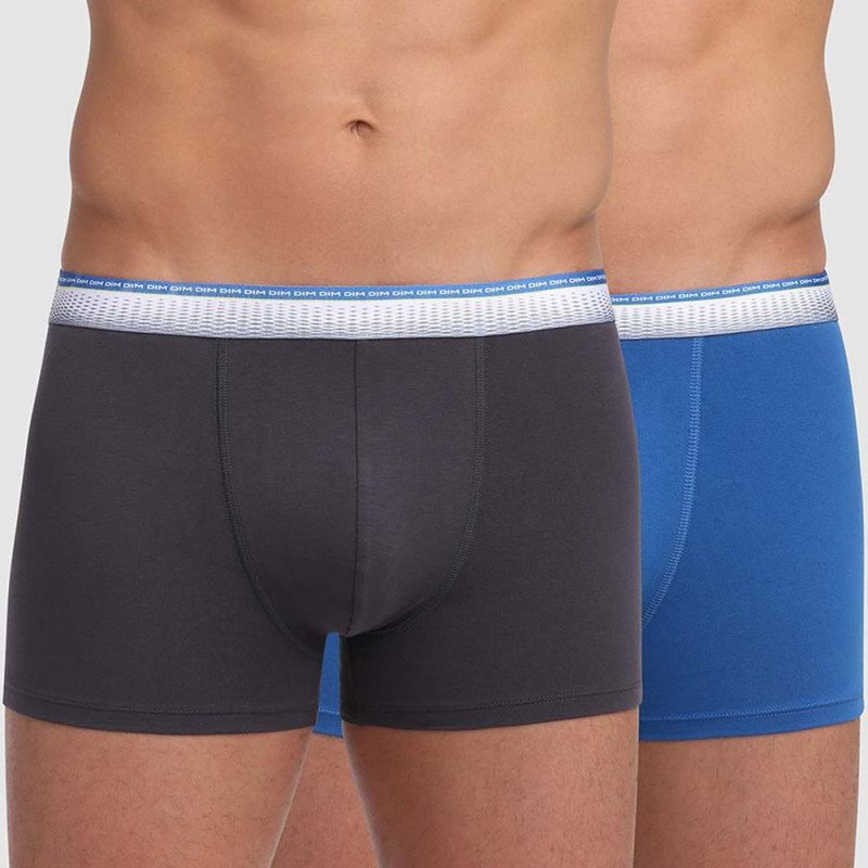 LOT DE 2 Boxer Sous-vêtements Homme ABSOLUFIT Bleu et Granit