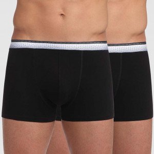 DIM Lot de 2 Boxers Homme Coton ABSOLUFIT Noir Noir
