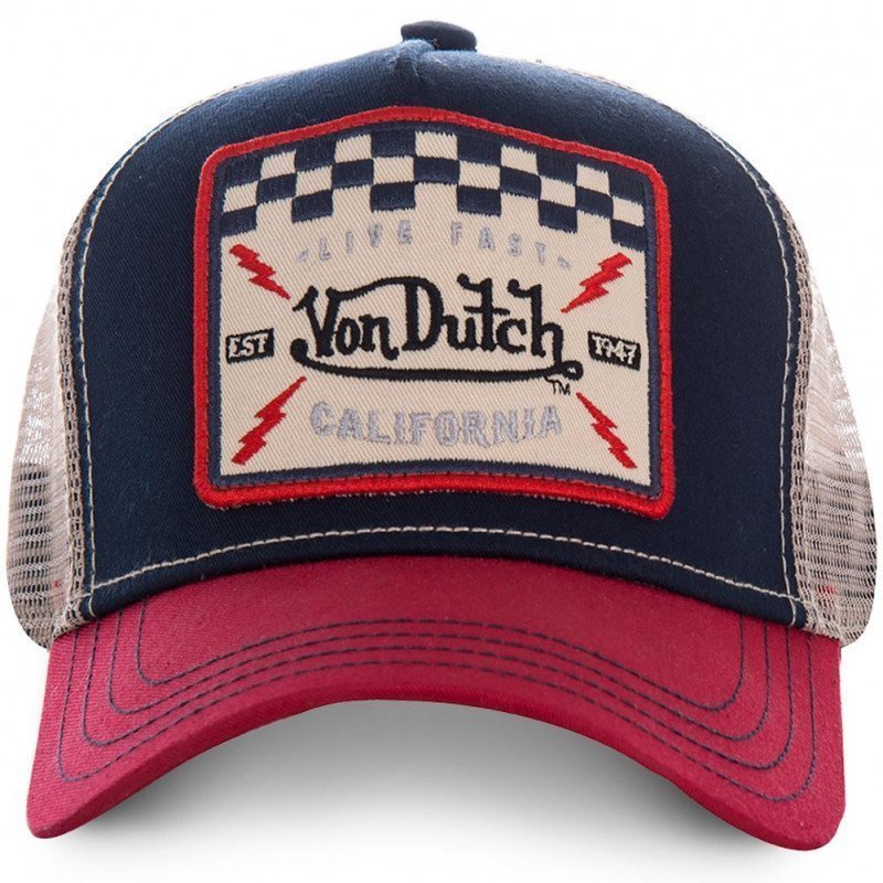 VON DUTCH Casquette Homme MicroCoton SQUARE16 Bleu Rouge