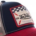 VON DUTCH Casquette Homme MicroCoton SQUARE16 Bleu Rouge