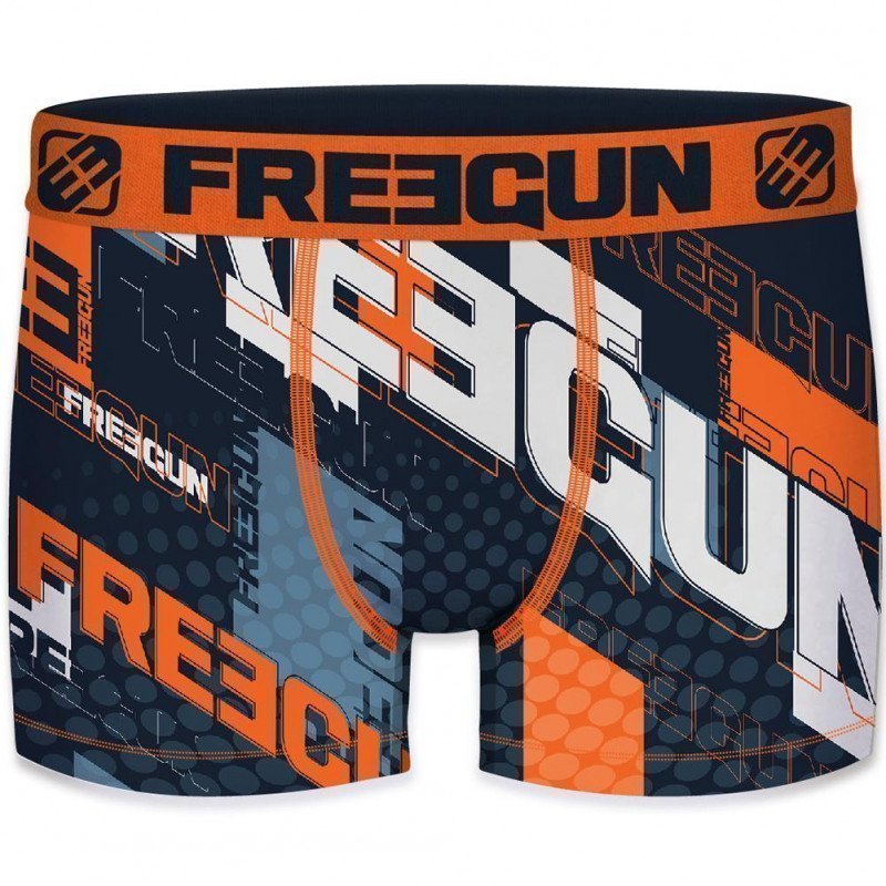 FREEGUN Boxer Homme Microfibre EEG Marine Orange PREMIUM