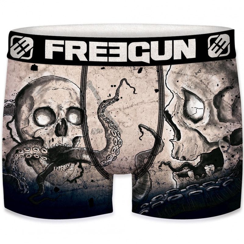 FREEGUN Boxer Homme Microfibre SKU Beige Noir PREMIUM