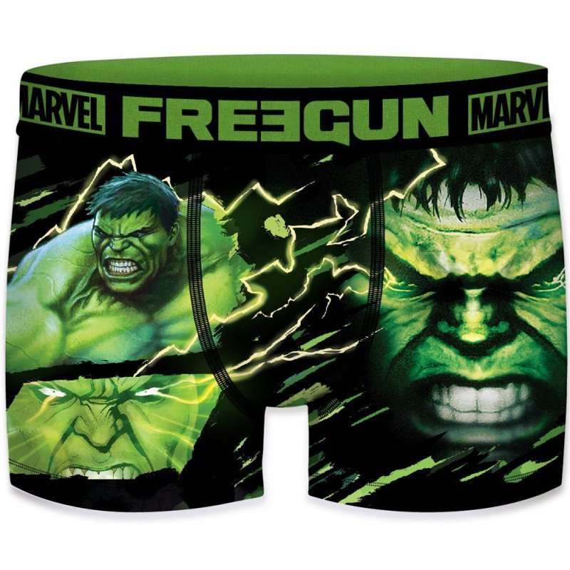 FREEGUN Boxer Homme Microfibre HUL Vert Noir MARVEL