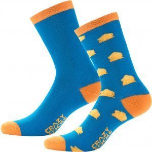 CRAZYSOCKS Lot de 2 paires de Chaussettes Homme Coton Bio FOODBE Cheese Bleu