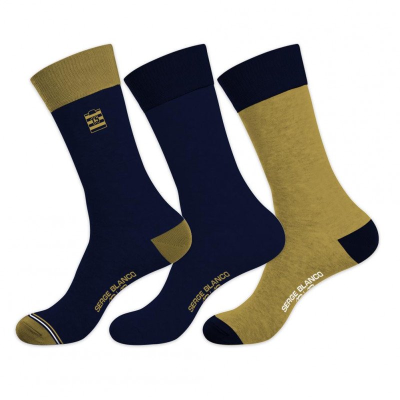 LOT DE 3 Chaussettes Chaussettes Homme CHVASS4 Bleu et Jaune