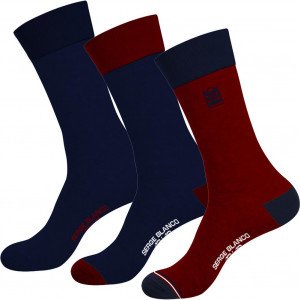 SERGE BLANCO Lot de 3 paires de Chaussettes Homme Coton CHVASS4 Marine Rouge