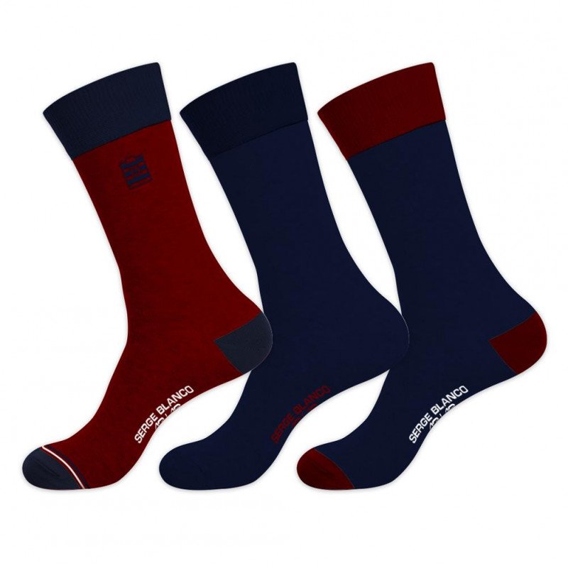 LOT DE 3 Chaussettes Chaussettes Homme CHVASS4 Bleu et Rouge