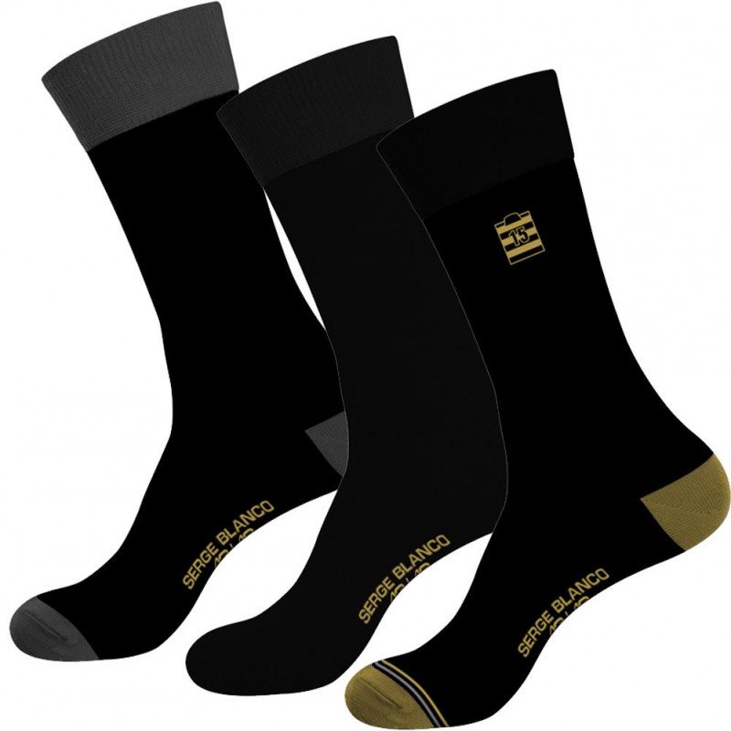 LOT DE 3 Chaussettes Chaussettes Homme CHVASS4 Noir et Jaune