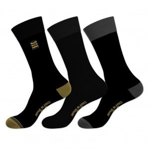 SERGE BLANCO 3 paires Chaussettes Homme Coton CHVASS4 Noir Jaune