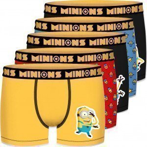 UNIVERSAL Lot de 5 Boxers Garçon Coton BCX5LOT 1 Multicolore MINIONS