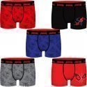 MARVEL Lot de 5 Boxers Garçon Coton BCX5LOT 3 Rouge Noir SPIDERMAN