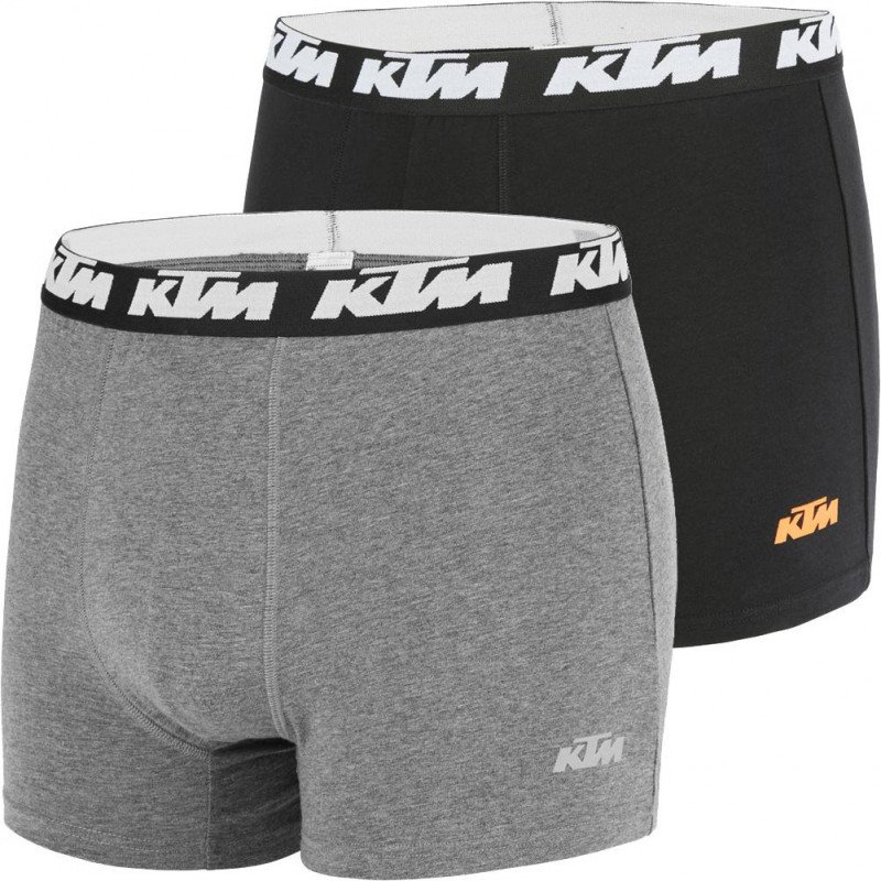 KTM Lot de 2 Boxers Homme Coton BCX2BASS1 Anthracite Noir