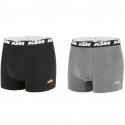 KTM Lot de 2 Boxers Homme Coton BCX2BASS1 Anthracite Noir