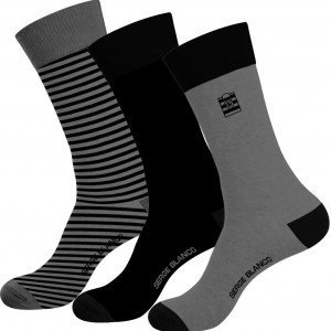 SERGE BLANCO 3 paires Chaussettes Homme Coton CHVASS3 Anthra Noir
