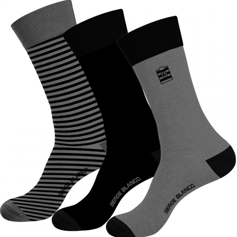 LOT DE 3 Chaussettes Chaussettes Homme CHVASS3 Noir et Anthracite