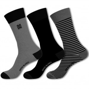 SERGE BLANCO 3 paires Chaussettes Homme Coton CHVASS3 Anthra Noir