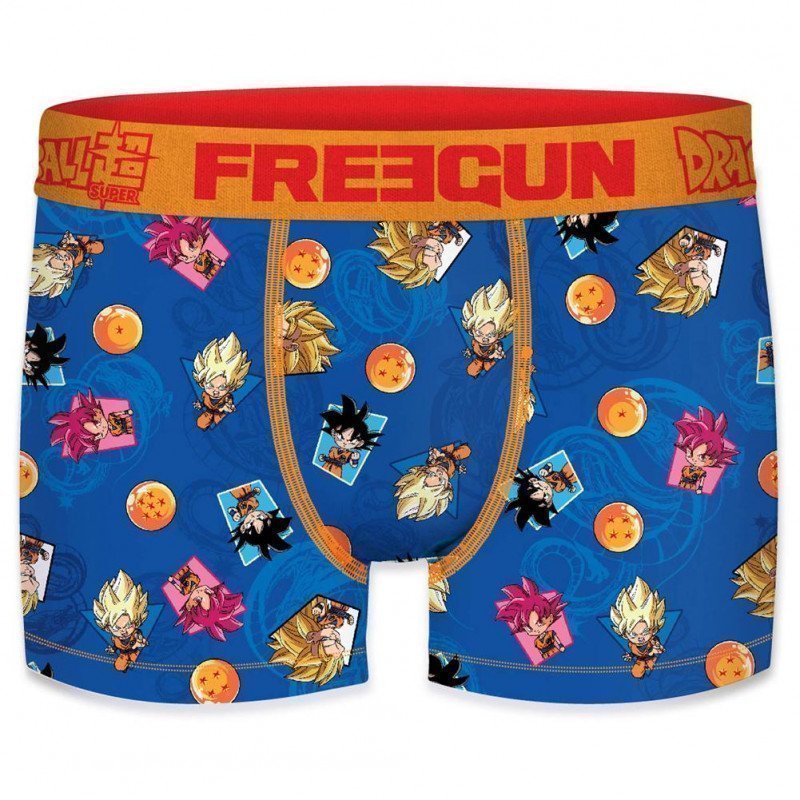 FREEGUN Boxer Garçon Microfibre SAN Bleu Orange DRAGON BALL