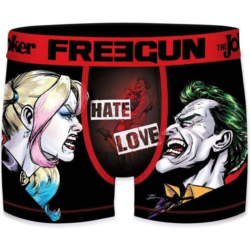 FREEGUN Boxer Garçon Microfibre LOV Noir Rouge DC COMICS