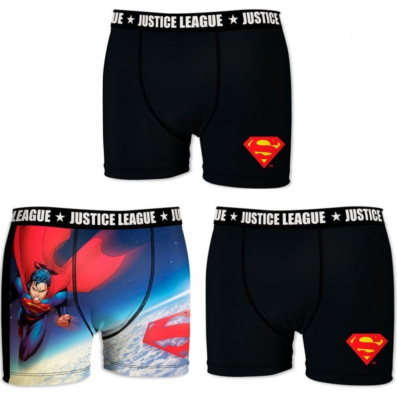 DC COMICS Lot de 3 Boxers Homme Microfibre BMX3ASS2 SUPERMAN Noir Bleu