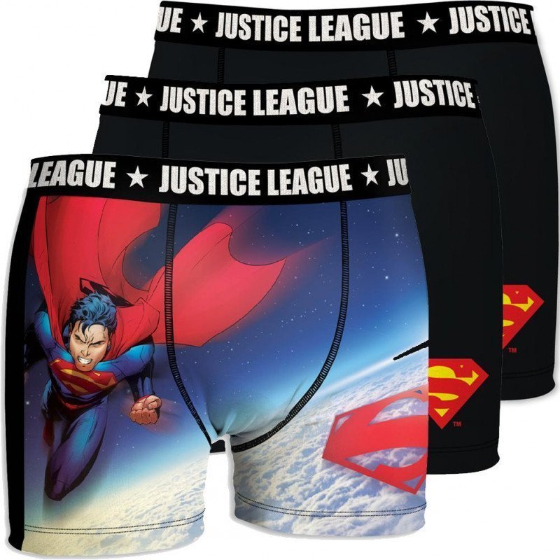 DC COMICS Lot de 3 Boxers Homme Microfibre BMX3ASS2 SUPERMAN Noir Bleu