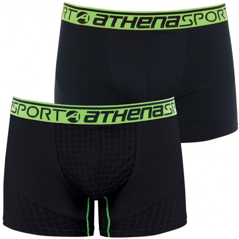 ATHENA Lot de 2 Boxers Homme Microfibre RUNNING Noir Losange