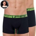 ATHENA Lot de 2 Boxers Homme Microfibre RUNNING Noir Losange