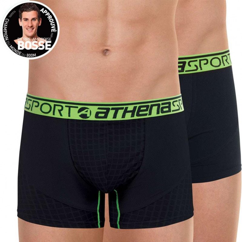 LOT DE 2 Boxer Sous-vêtements Homme RUNNING Noir et Vert