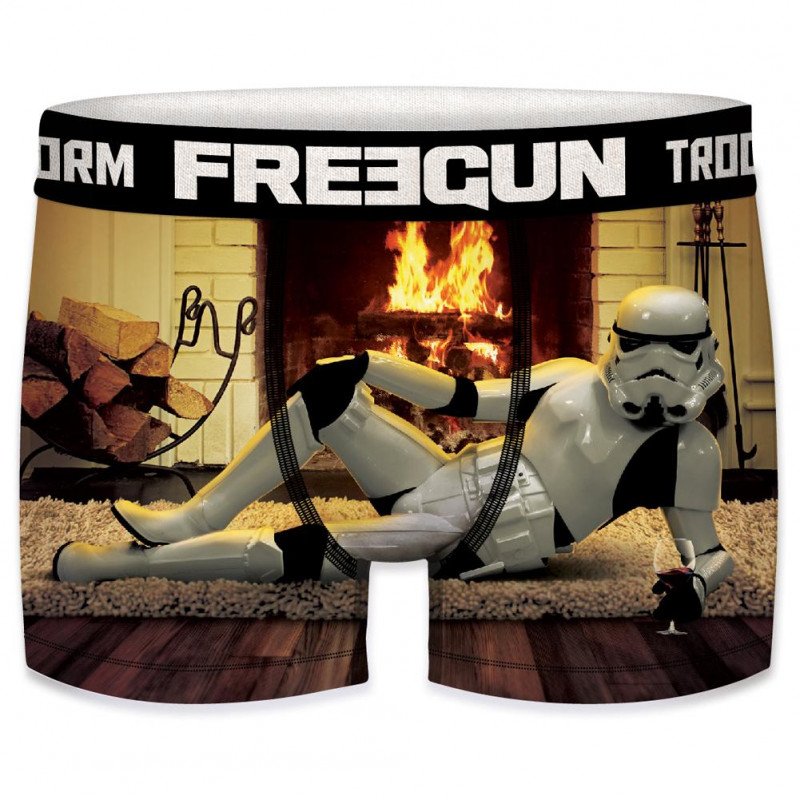 FREEGUN Boxer Homme Microfibre POO Noir Jaune STAR WARS