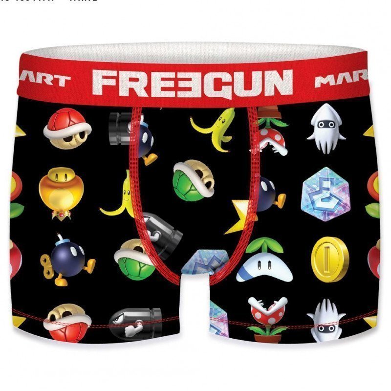 FREEGUN Boxer Homme Microfibre ITE Noir MARIO KART