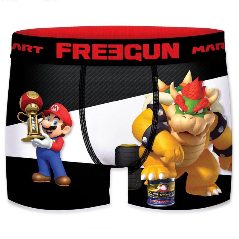 FREEGUN Boxer Homme Microfibre WIN Noir MARIO KART