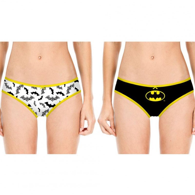 DC COMICS Lot de 2 Shortys Fille SCX2 ASS1 Blanc Noir JUSTICE LEAGUE