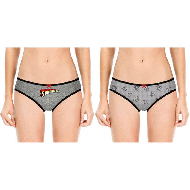 LOT DE 2 Shorty Sous-vêtements Fille SCX2 Gris et Noir