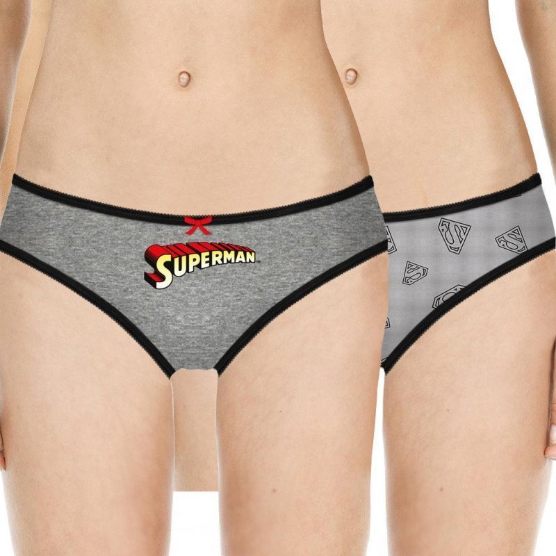 LOT DE 2 Shorty Sous-vêtements Fille SCX2 Gris et Noir