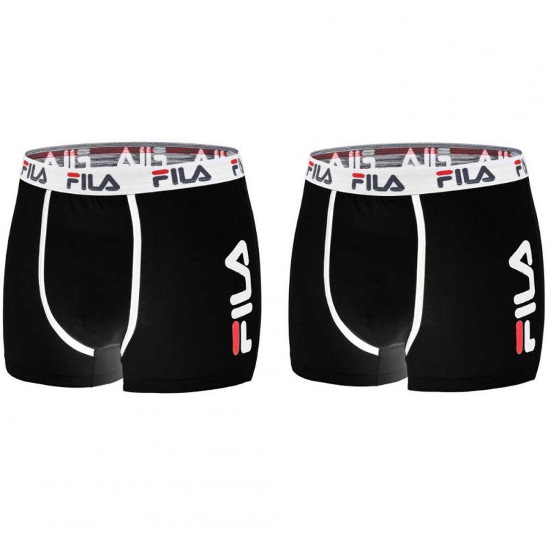 FILA Lot de 2 Boxers Homme Coton CUISSEX2 Noir Noir