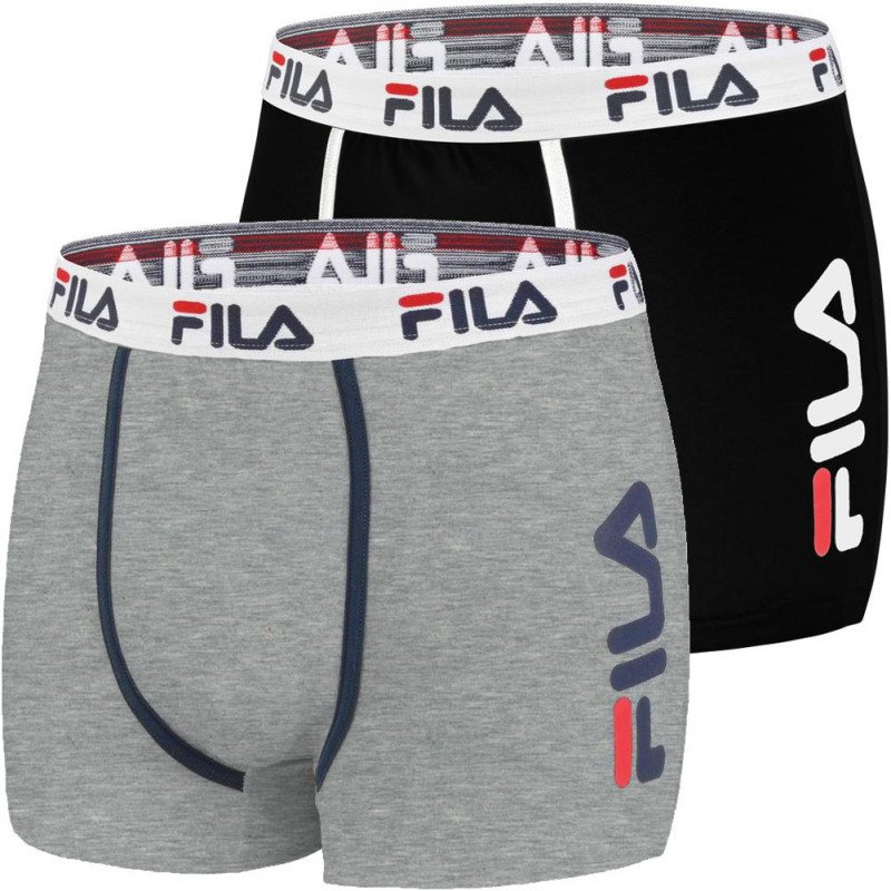 FILA Lot de 2 Boxers Homme Coton CUISSEX2 Souris Noir