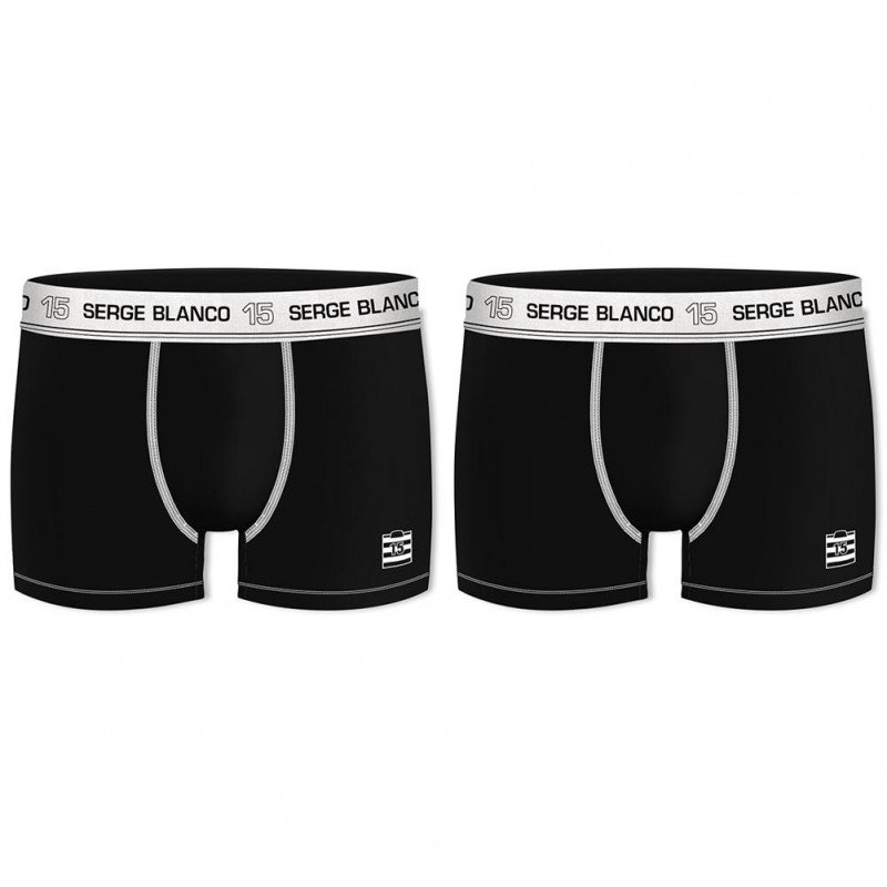 SERGE BLANCO Lot de 2 Boxers Homme Coton BCX2CLASS1 Noir Noir