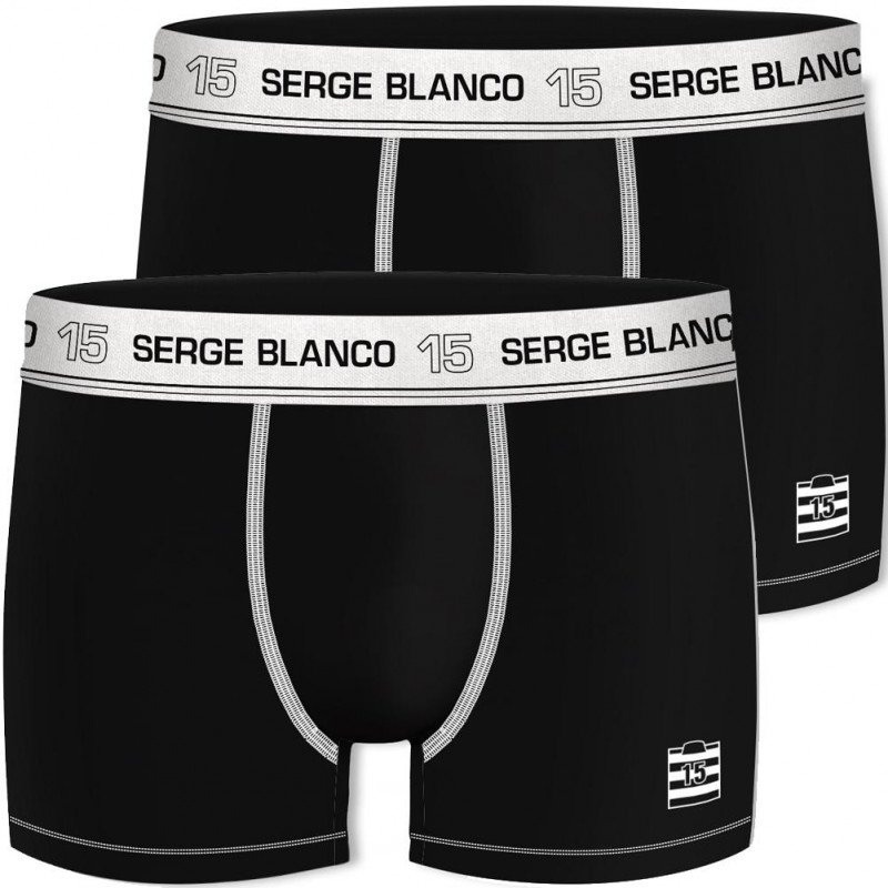 SERGE BLANCO Lot de 2 Boxers Homme Coton BCX2CLASS1 Noir Noir